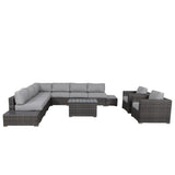 Outdoor Wicker Sofa Set 12pc Brown Aluminum Seats 8