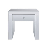 End Table - Mirrored With Faux Diamond Inlay - Storage Drawer