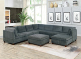 Grey Chenille Modular Sectional 9pc Couch Set Large U-Shape