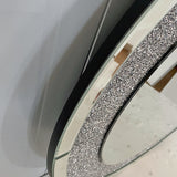 33.46"(85cm)Crystal Crush Diamond Sparkly round Silver Mirror