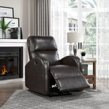 Power Reclining Chair Brown Faux Leather Modern Contemporary