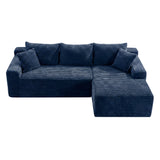 L-Shape Modular Corduroy Sectional Sofa with Chaise Blue 94"