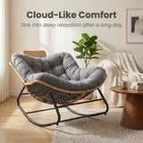 39.37"Papasan Rocking Chair Outdoor, Oversized Patio Egg Chair