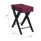 Accent Table - Modern - Burgundy and Black - USB Port and Drawer