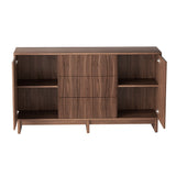 59.1" Buffet Sideboard with 2 Doors and 3 Drawers, Walnut Finish