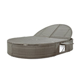 Outdoor Reclining Daybed Rattan Gray 3-Position Adjustable