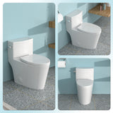 Modern One-Piece Elongated Toilet in White with Sleek Design