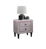 Light Pink Velvet Nightstand with 2 Drawers, Sleek Design, Tempered Legs