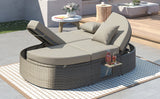 Outdoor Reclining Daybed Rattan Gray 3-Position Adjustable