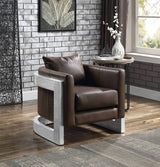 Betla Espresso Top Grain Leather Accent Chair