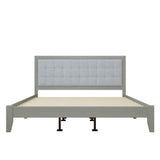 Mid-Century Grey Upholstered Platform California King Bed