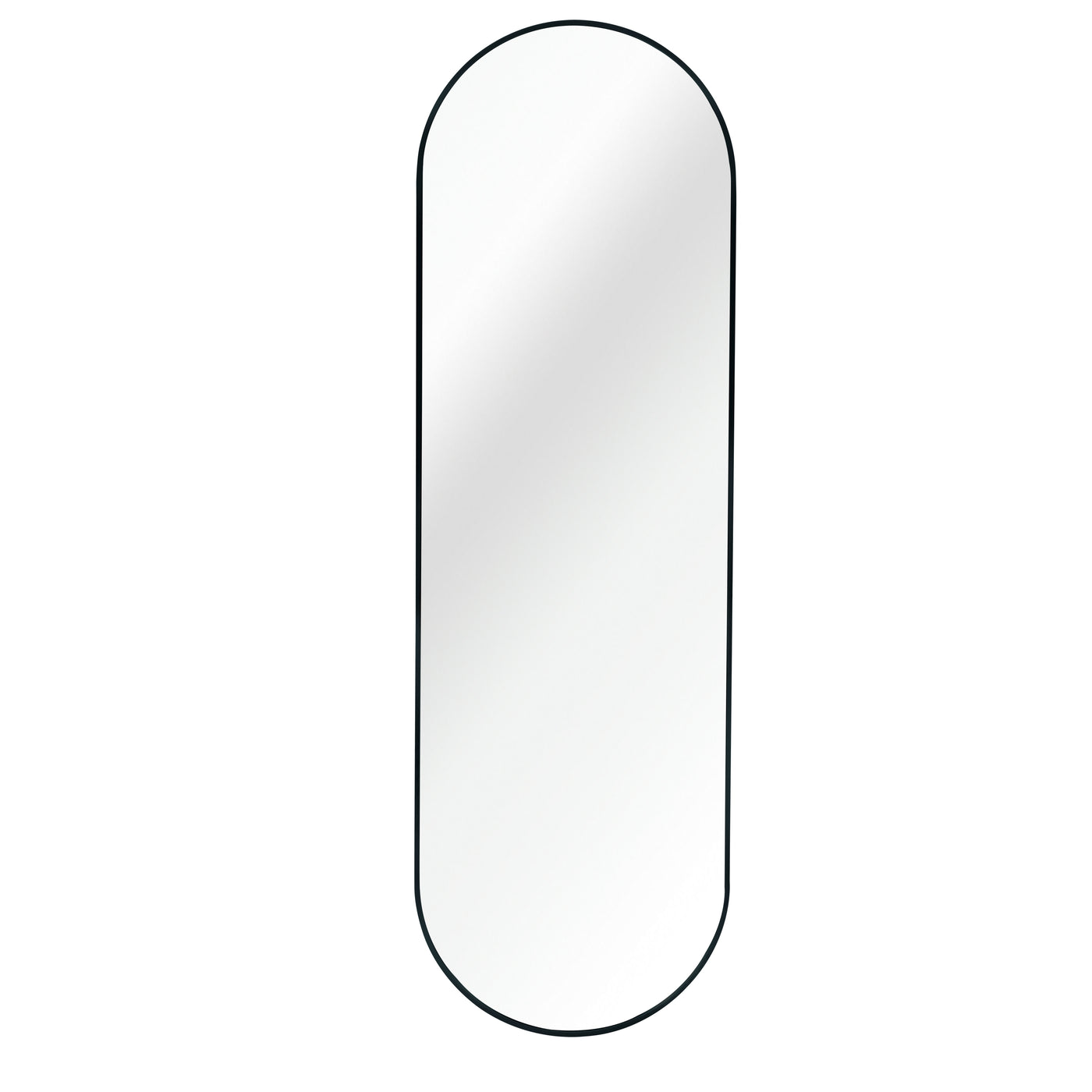 Black Pill Shaped Full Length Mirror 63 x 20 in