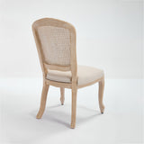 French Country Upholstered Dining Chairs Set of 2, Beige