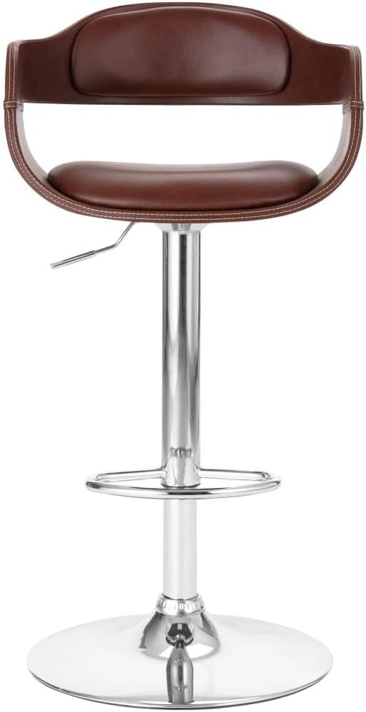 Contemporary Swivel Adjustable Barstool Padded Seat