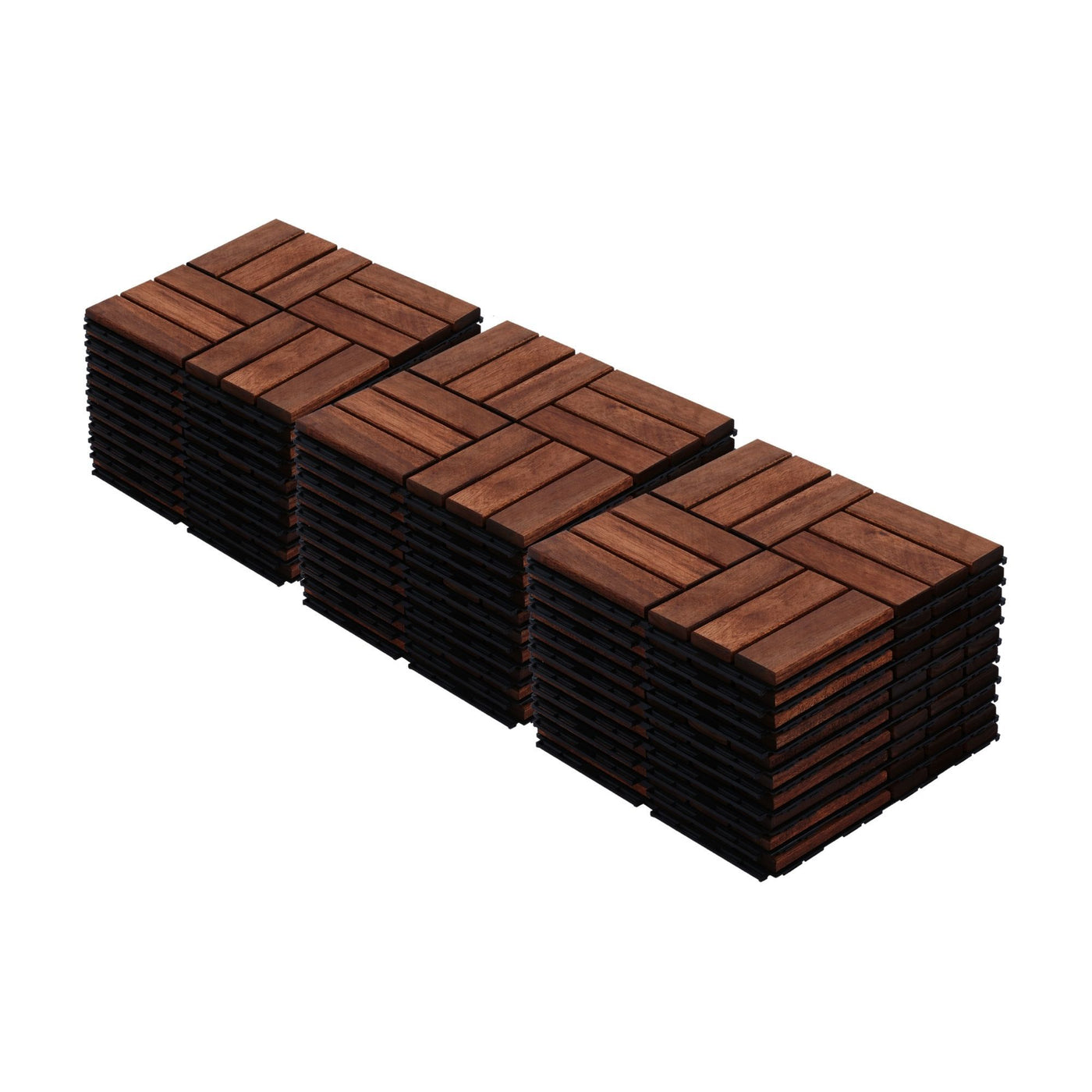 Acacia Wood Interlocking Deck Tiles 12"x12" Outdoor Flooring