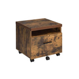 File Cabinet - Weathered Oak & Black - Locking Drawer & Casters