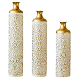 Large Glazed Metal Droplet Vase - White Modern Home Decor