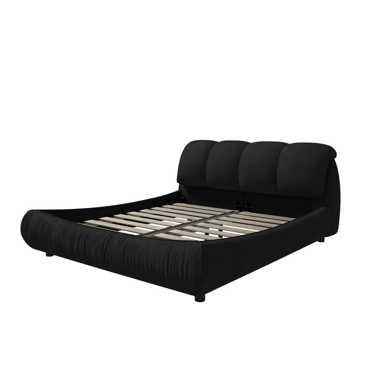 King Upholstered Platform Bed Black