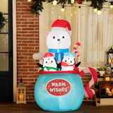 Outsunny 5ft Christmas Inflatables Outdoor Decorations Blessed Polar Bear and Pe