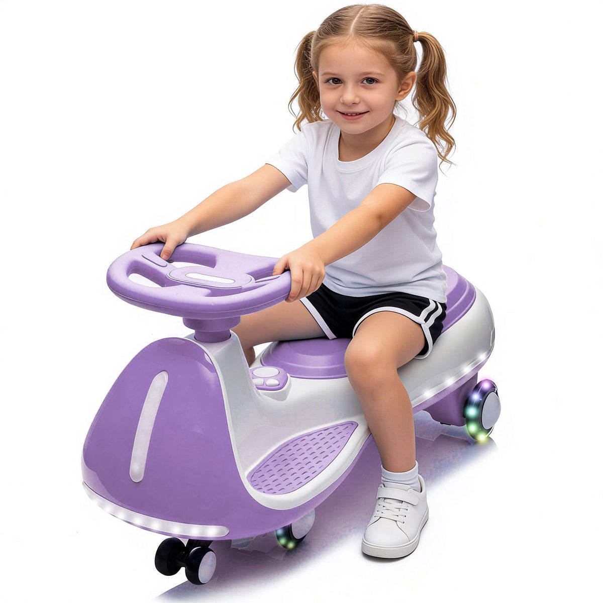 12V Kids ride on Electric Wiggle Car W/2-in-1 Smart Design,Controllable LED Ligh