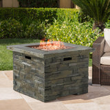 33 in Square MGO Fire Pit 40,000 BTU, Stone Gray Finish with Built-In Tank Space