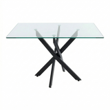 Rectangular Glass Dining Table Black 47"