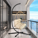 Wicker Rattan Hanging Egg Chair with Stand Indoor Outdoor