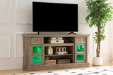 TV Stand Farmhouse Fireplace Gray MDF Roman Column LED Fits 80 In TV