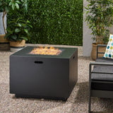 Outdoor Propane Fire Pit 31"W Square 50000 BTU Dark Grey