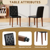 Set of 4 Metal Dining Chair Black/Walnut