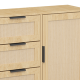 Modern Rattan Wood Dresser Wood Storage Cabinet Sideboard for Bedroom
