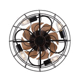 19-inch black wrought-iron cage-style ceiling fan light, featuring remote