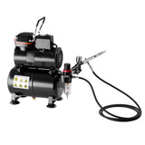 Airbrush Kit, 1/6 HP, Air Brush Kit with Air Compressor and Tank, 1 Dual-Action