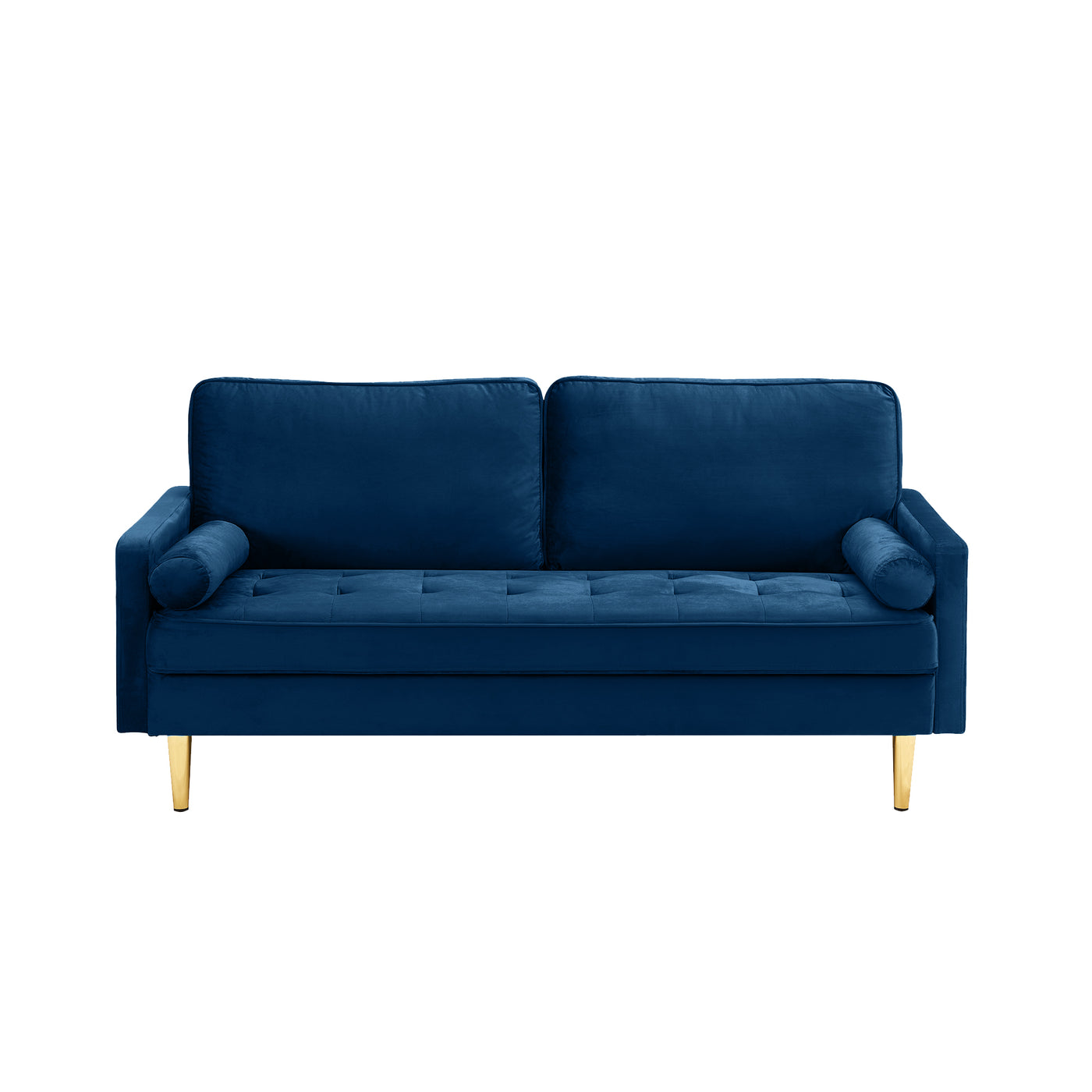 Sofa Minimalist Velvet Navy Gold Metal Legs 2 Seat 65 In 800 LB