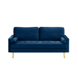 Sofa Minimalist Velvet Navy Gold Metal Legs 2 Seat 65 In 800 LB