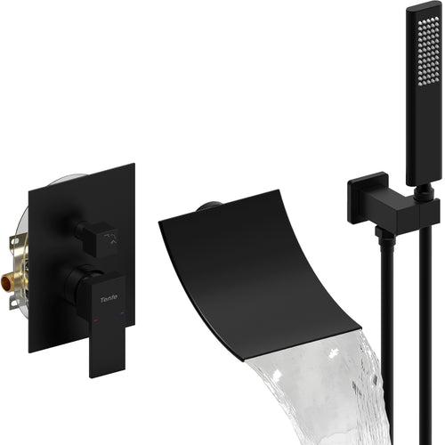 Matte Black Wall Mount Tub Shower Faucet Single Handle NPT