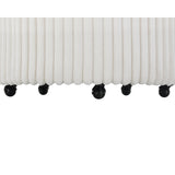 Barrel Accent Chair - Plush Corduroy - Off-White with Wheels
