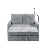 Chenille Loveseat with Storage Sleeper Grey 54"