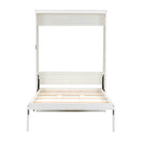 Beige Full Size Murphy Bed with 2 Drawers, Solid Pine Wood + MDF, 80.5''L x 61.5''W x 89''H