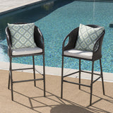 Outdoor Patio Furniture Set of 2 Wicker Brown Multi