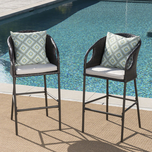 Outdoor Patio Furniture Set of 2 Wicker Brown Multi