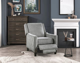 Gray Fabric Reclining Chair Nailhead Trim Wood Frame