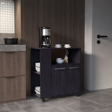 Two-Door Kitchen Base Cabinet Cart with Shelves Black Wengue