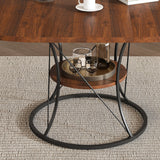 Stone Dining Table Walnut/Black 49"