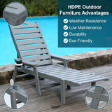 Outdoor Chaise Lounge Chair Plastic Adjustable Recline Gray 43"