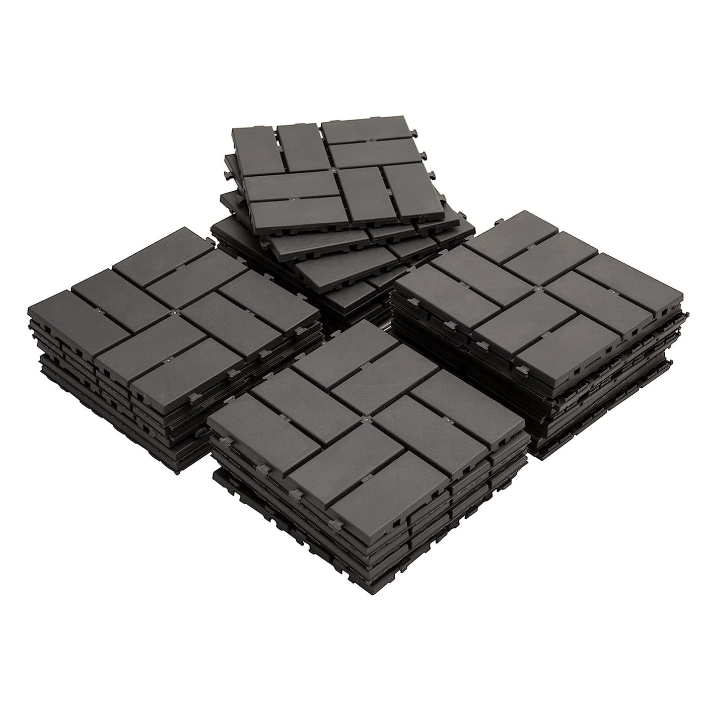 Outdoor Deck Tiles Interlocking Plastic Gray Checkered 12x12 in Pack of 27