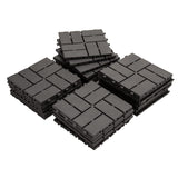 Outdoor Deck Tiles Interlocking Plastic Gray Checkered 12x12 in Pack of 27