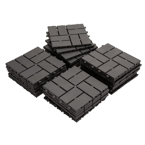 Outdoor Deck Tiles Interlocking Plastic Gray Checkered 12x12 in Pack of 27