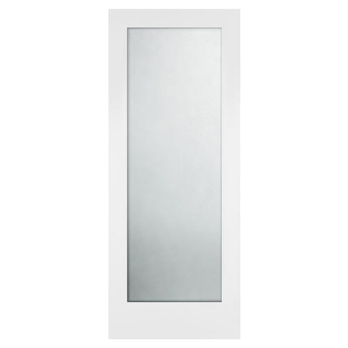 32 in. x 80 in. x 1-3/8 in. Shaker White Primed Full View Tempered Frosted