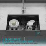 33" Matte Black Farmhouse Kitchen Sink Workstation